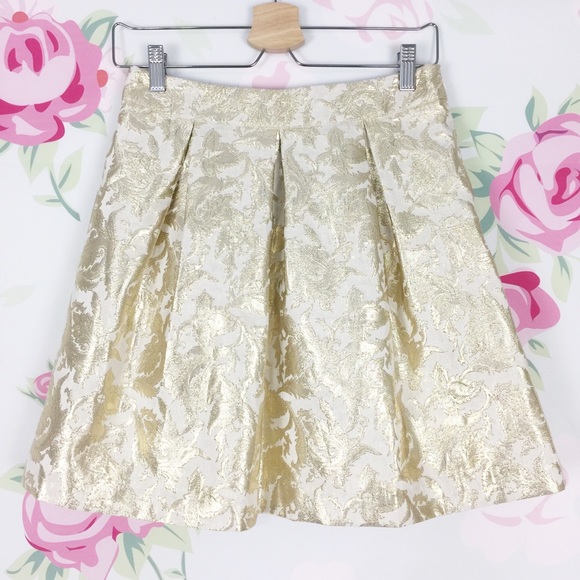 Pim + Larkin Dresses & Skirts - NEW Pim + Larkin Metallic Gold Jacquard Skirt S